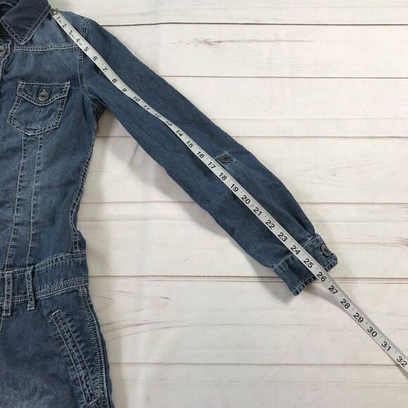EDC Women Medium Blue Denim Long Sleeve Mini Dress - Picture 10 of 11